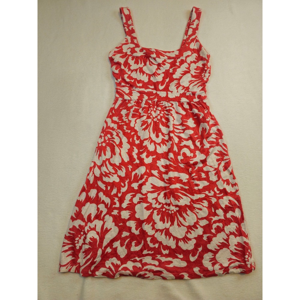 Tommy Bahama Red White Floral Linen Blend Sundress XS Tropical Empire Waist